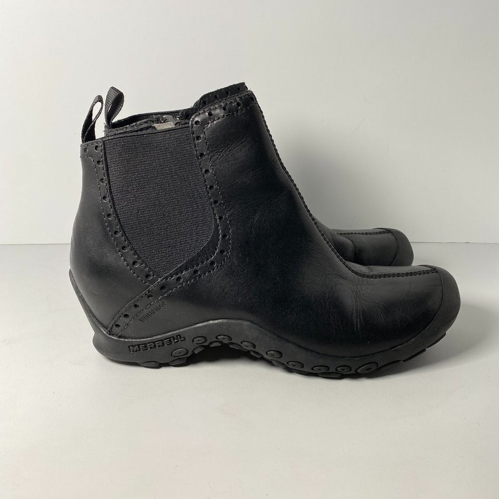 Merrell Plaza Leather Mid Ankle Boots Womens 8.5 Black Waterproof Booties